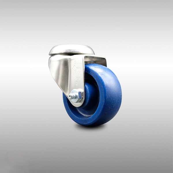 3 Inch 316SS Solid Polyurethane Wheel Swivel Bolt Hole Caster